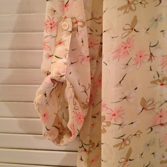 Xtaren Sheer Yellow Floral Tunic Cover-Up Blouse - Picture 5 of 11